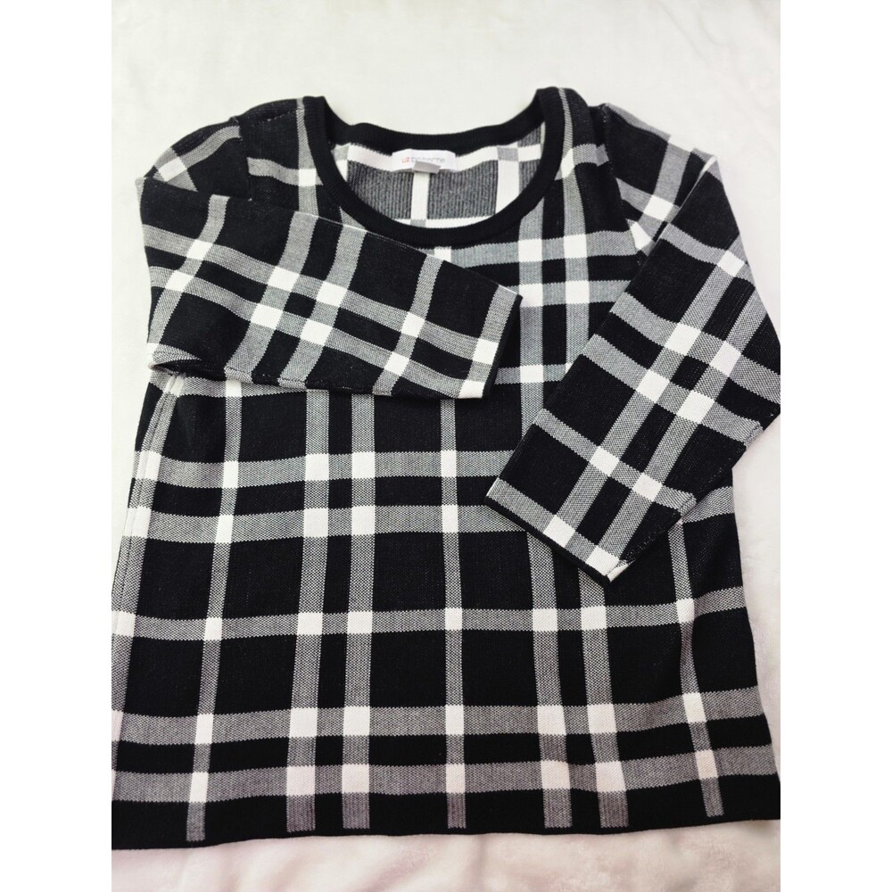 Liz Claiborne Women's Medium Black And White 3/4 Sleeve‎ Sweater